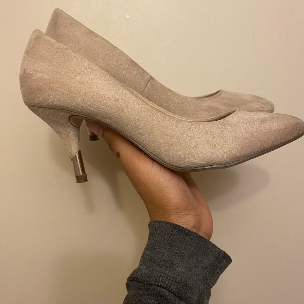Nude Suede Low heels
